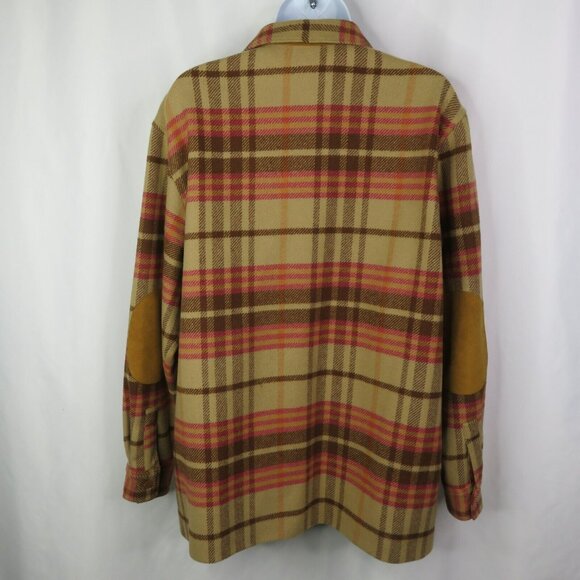 Pendleton Plaid Jacket FLAW Camel Brown Pink Wool & Lambswool  Lined Coat - Picture 9 of 15